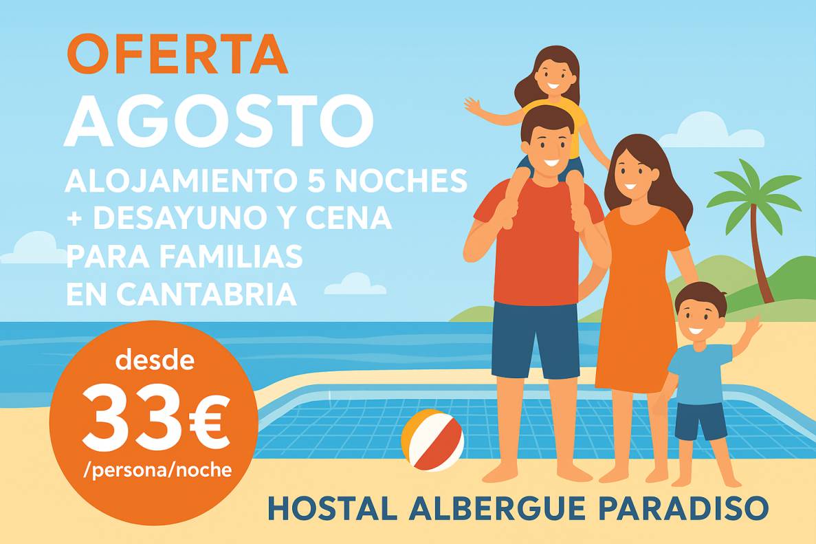 oferta vacaciones verano Cantabria media pensión Hostel albergue Paradiso